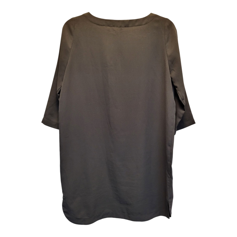 OAK + FORT Gray Green Sheath Mini Dress w/ 3/4 Sleeves Bateau Neckline-Size XS - Picture 2 of 5